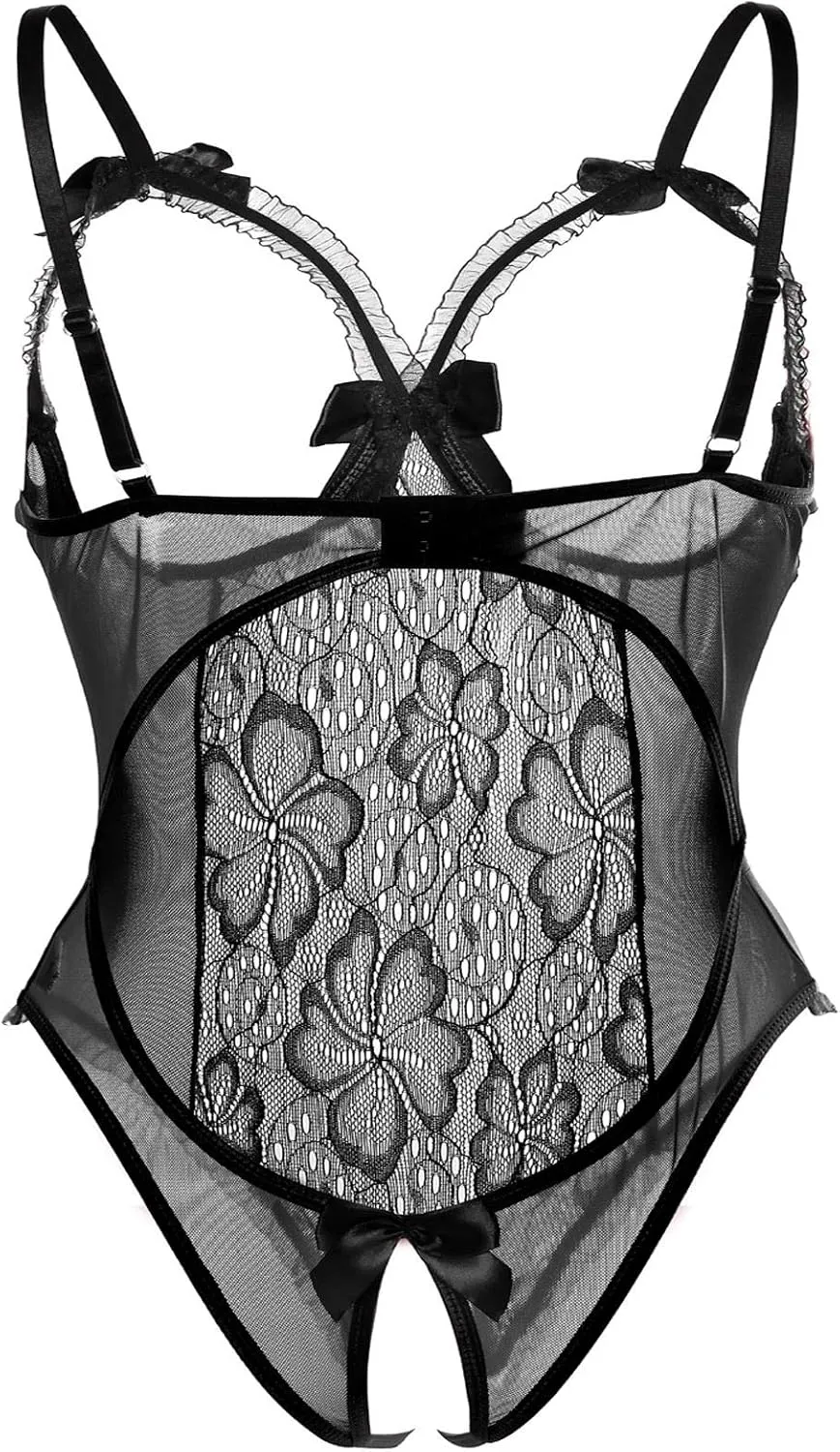 Lingerie for Women Sexy Teddy One-Piece Lace Babydoll Bodysuit Nightie Plus Size