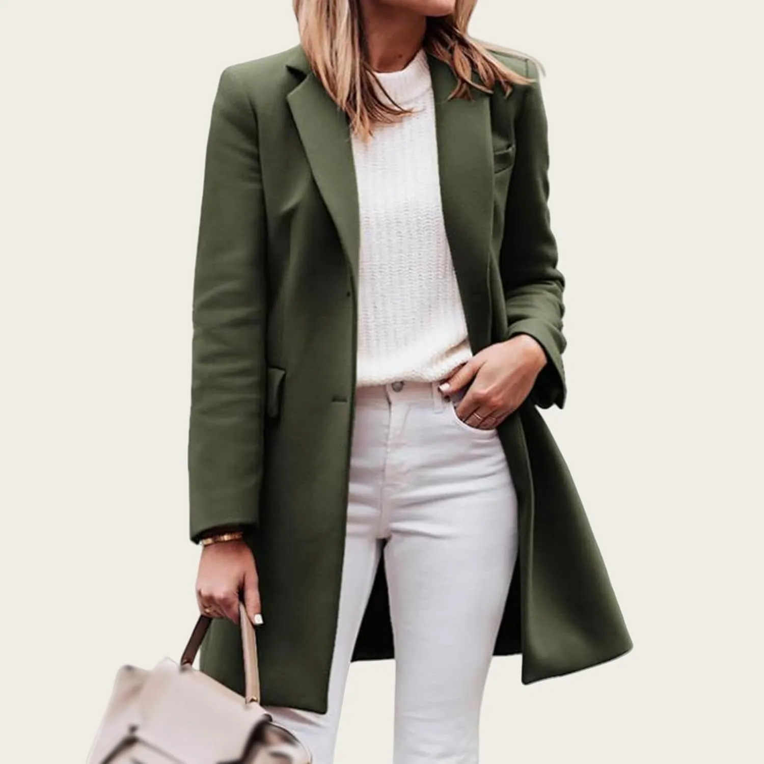 Long Jackets for Women Casual Single Breasted Trench Coats Lapel Long Sleeve Cardigan Wool Blend Coats with Pockets