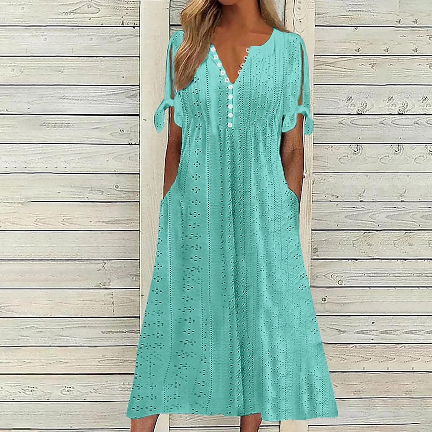 Long Maxi Long Dresses for Women 2025 Trendy Short Sleeve Eyelet Tshirt Dress Casual Summer Beach Vacation Sundresses