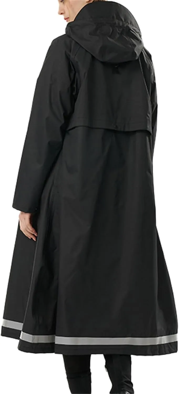 Long Rain Coats for Men Women, Waterproof Lightweight Outdoor Hooded Trench Coats