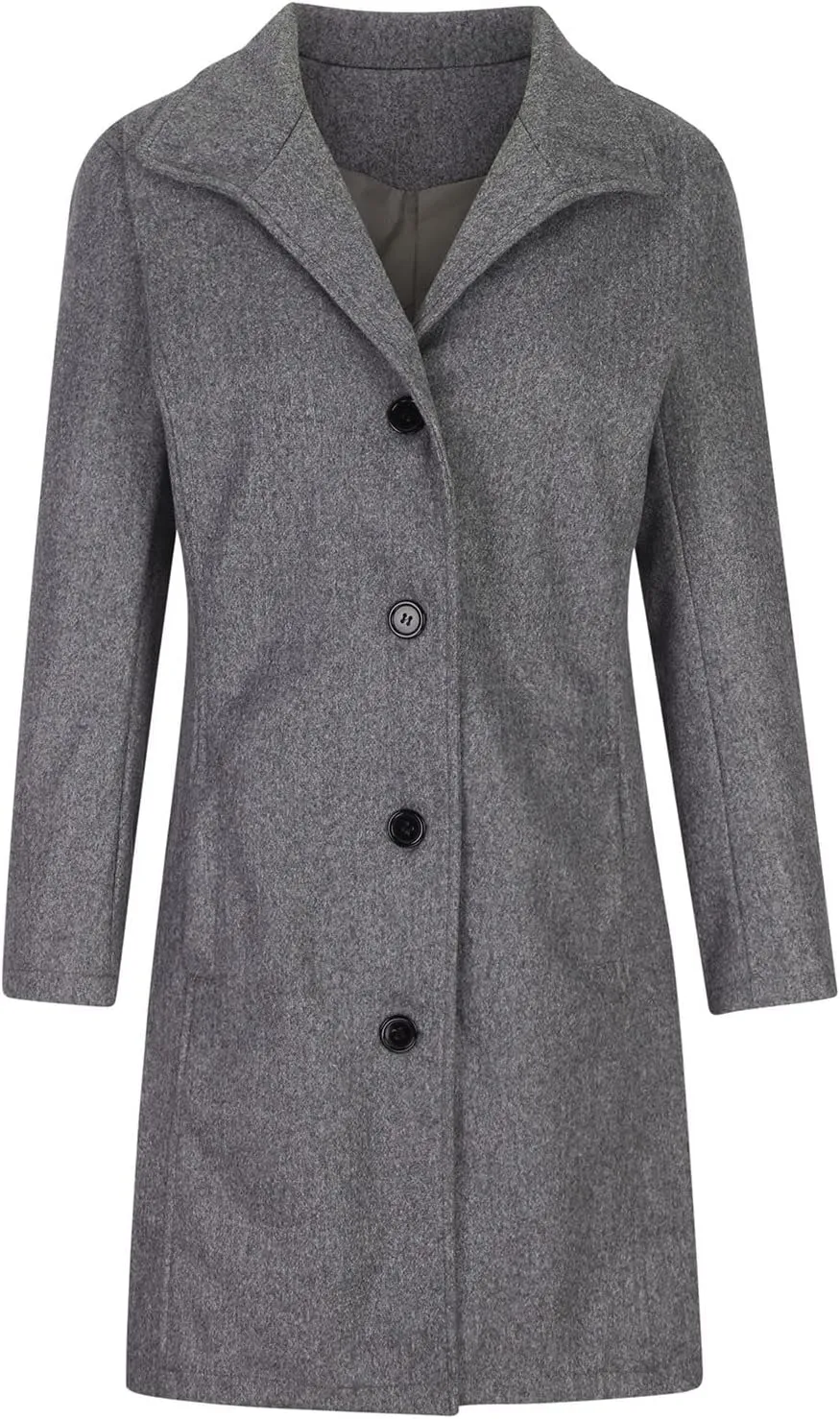 Long Trench Coats for Women Winter Jackets with Pocket Wool Blend Pea Coat Single Breasted Coats