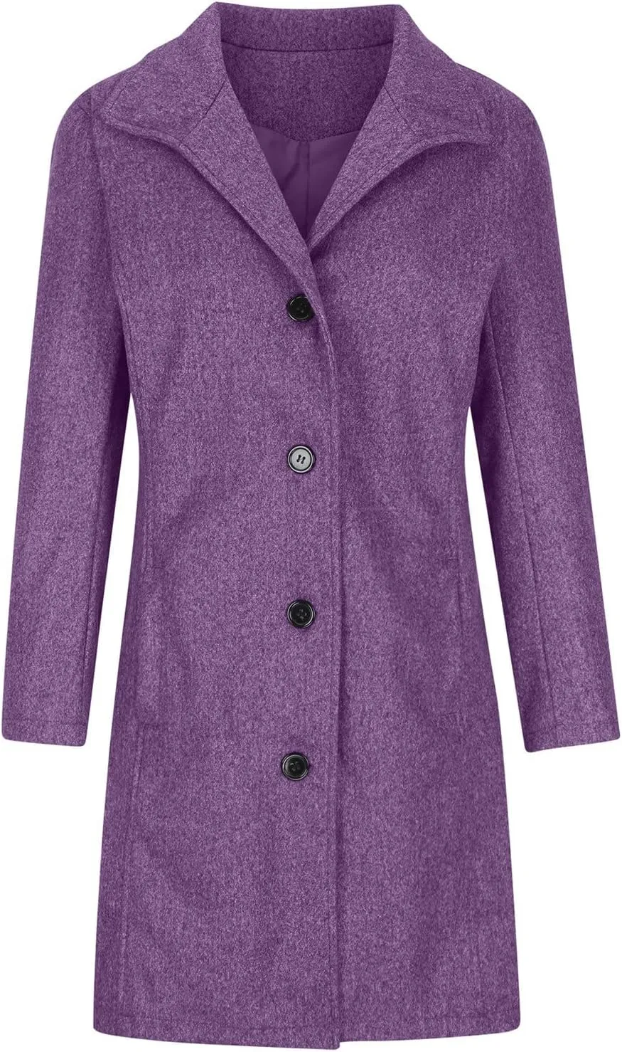 Long Trench Coats for Women Winter Jackets with Pocket Wool Blend Pea Coat Single Breasted Coats