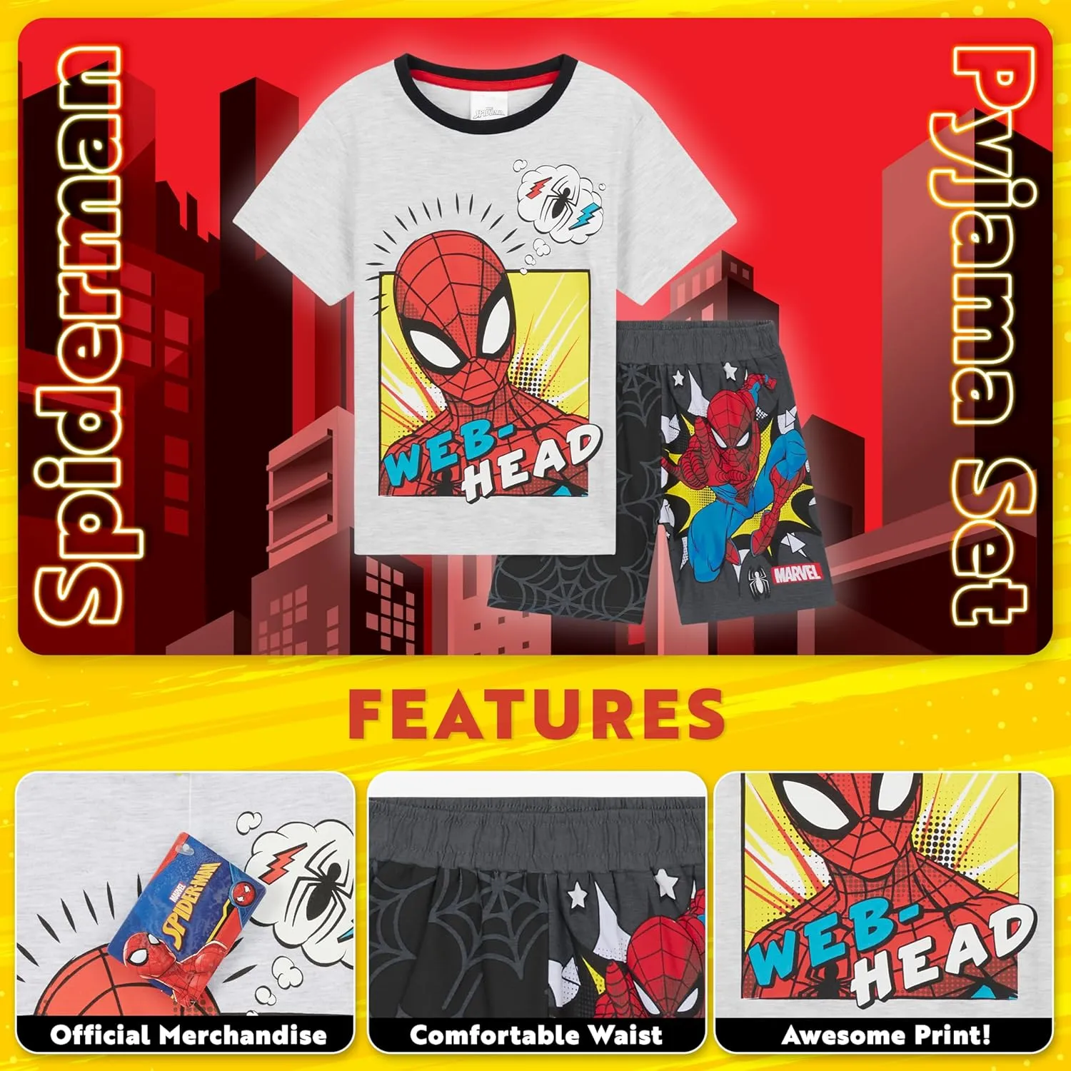 Marvel Boys Pyjamas for Kids Teenagers Summer Nightwear Iron Man Spiderman Hulk PJs Boys Short Pyjamas 2-14 Years