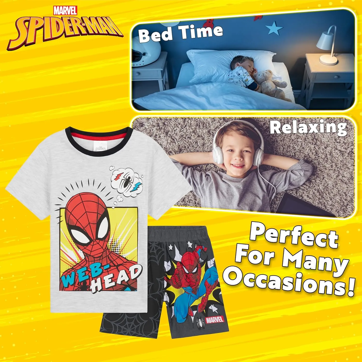 Marvel Boys Pyjamas for Kids Teenagers Summer Nightwear Iron Man Spiderman Hulk PJs Boys Short Pyjamas 2-14 Years