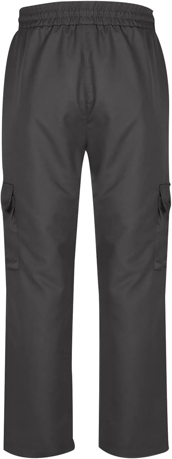 Men Work Pants Elastic Waist Cargo Pants Straight Leg Chino Track Pants Drawstring Athletic Pants with Multi-Pockets