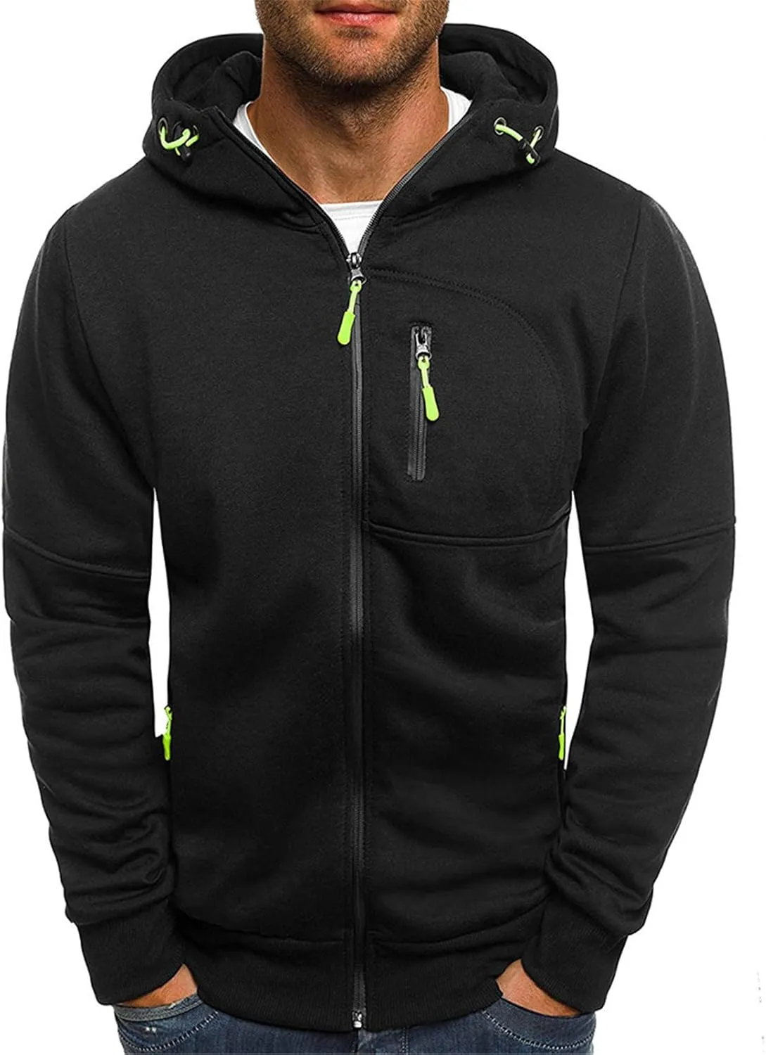 Mens Cardigan Sweaters Jacket Loose Fit Midweight Thermal Lined Full Zip Sweatshirts Slim Fit Hooded Jackets
