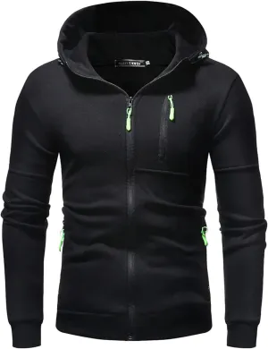 Mens Cardigan Sweaters Jacket Loose Fit Midweight Thermal Lined Full Zip Sweatshirts Slim Fit Hooded Jackets