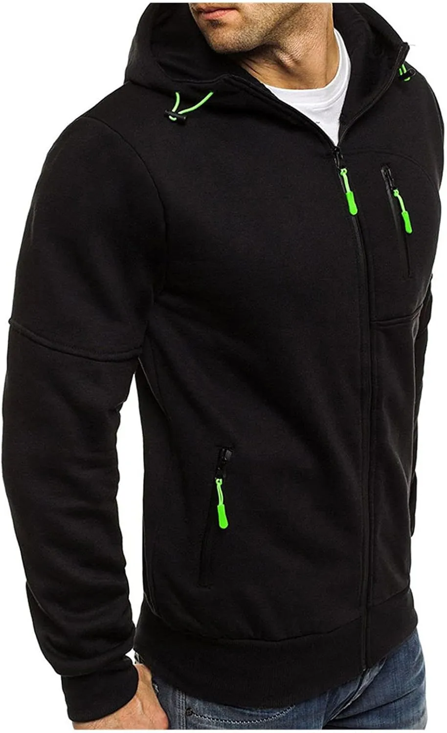 Mens Cardigan Sweaters Jacket Loose Fit Midweight Thermal Lined Full Zip Sweatshirts Slim Fit Hooded Jackets