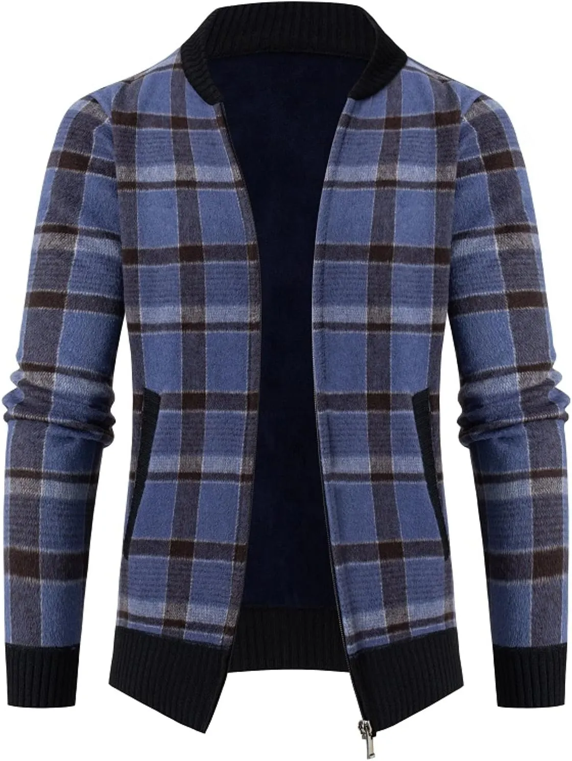Mens Full Zip Cardigan Sweaters Fashion Fall Winter Sweaters Warm Lapel Hooded Jacket Sweater Coats Jackets