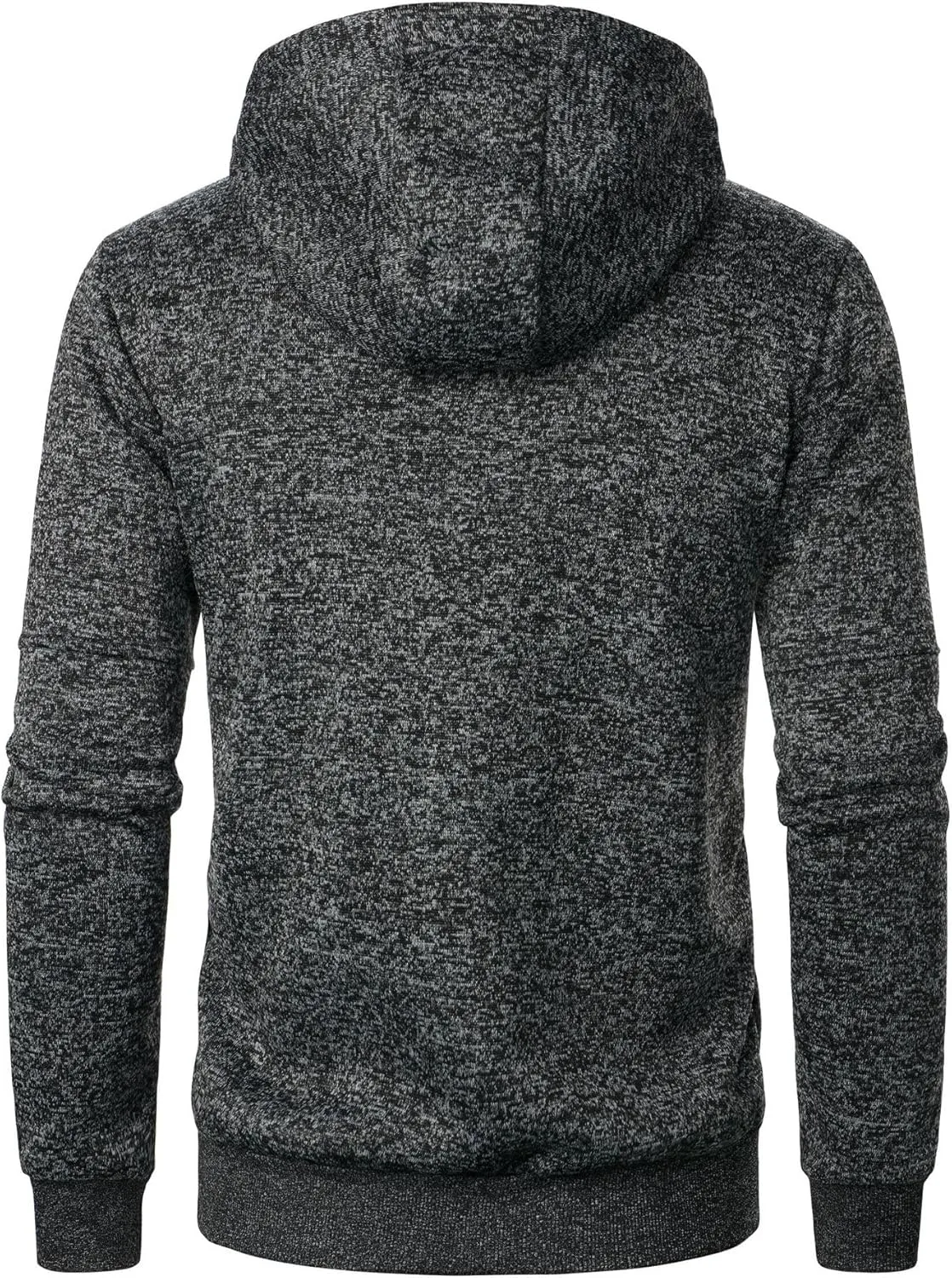 Mens Knitted Outerwear Sports Fitness Casual Jacket Hooded Full Zip Up Windproof Coat with Pockets for Outdoor