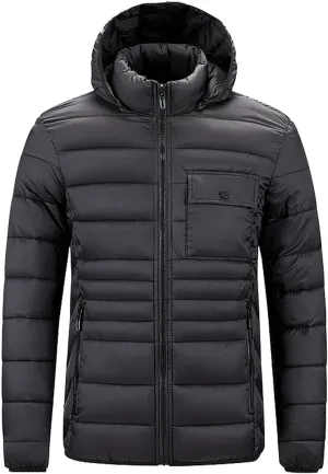 Mens Puffer Jackets Winter Hooded Coats Thicken Warm Overcoats Quilted Down Jacket Zipper Parka Coat Trendy Outerwear