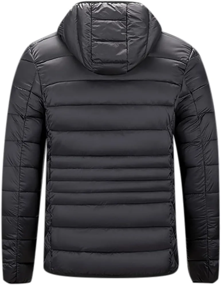 Mens Puffer Jackets Winter Hooded Coats Thicken Warm Overcoats Quilted Down Jacket Zipper Parka Coat Trendy Outerwear