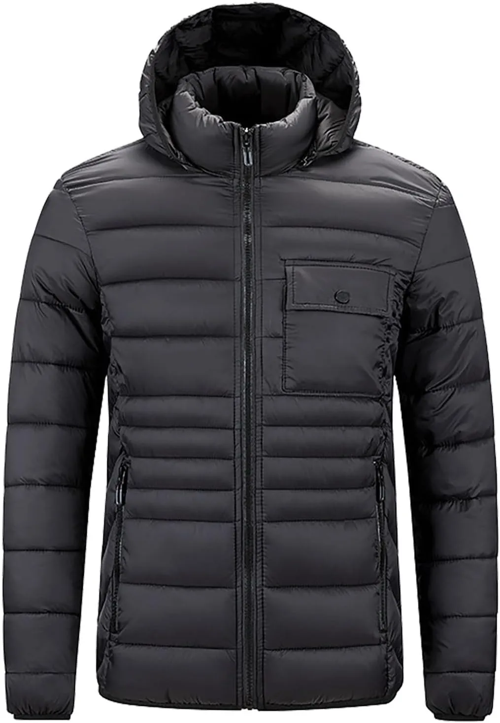 Mens Puffer Jackets Winter Hooded Coats Thicken Warm Overcoats Quilted Down Jacket Zipper Parka Coat Trendy Outerwear
