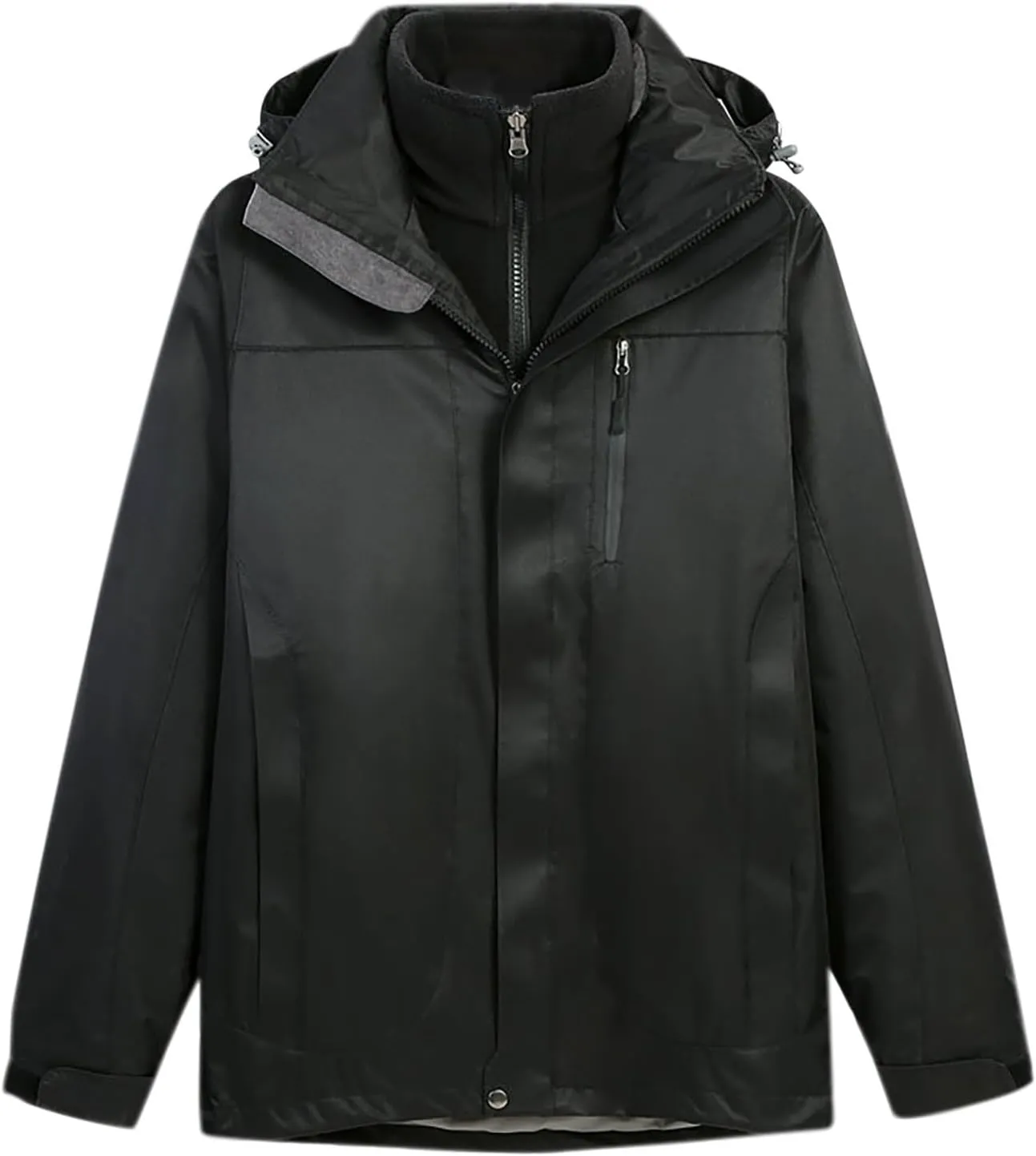 Men’s Ski Jacket 3 in 1 Waterproof Winter Jacket Snow Jackets Windproof Hooded with Inner Warm Fleece Coat Parkas