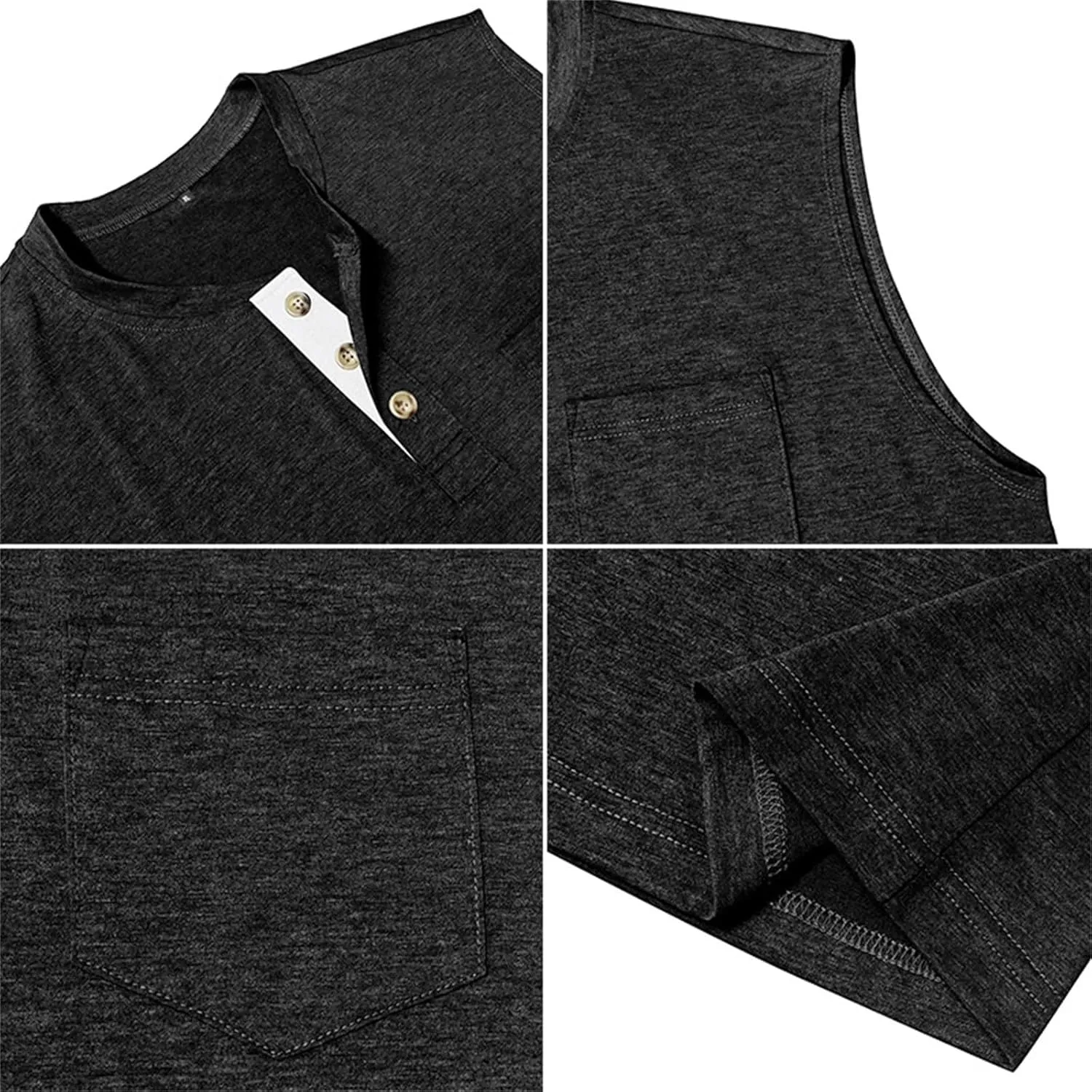 Mens Slim Fit Muscle Tank Tops Sleeveless Round Neck Workout Gym Big and Tall Button up Henley Shirt Casual Basic