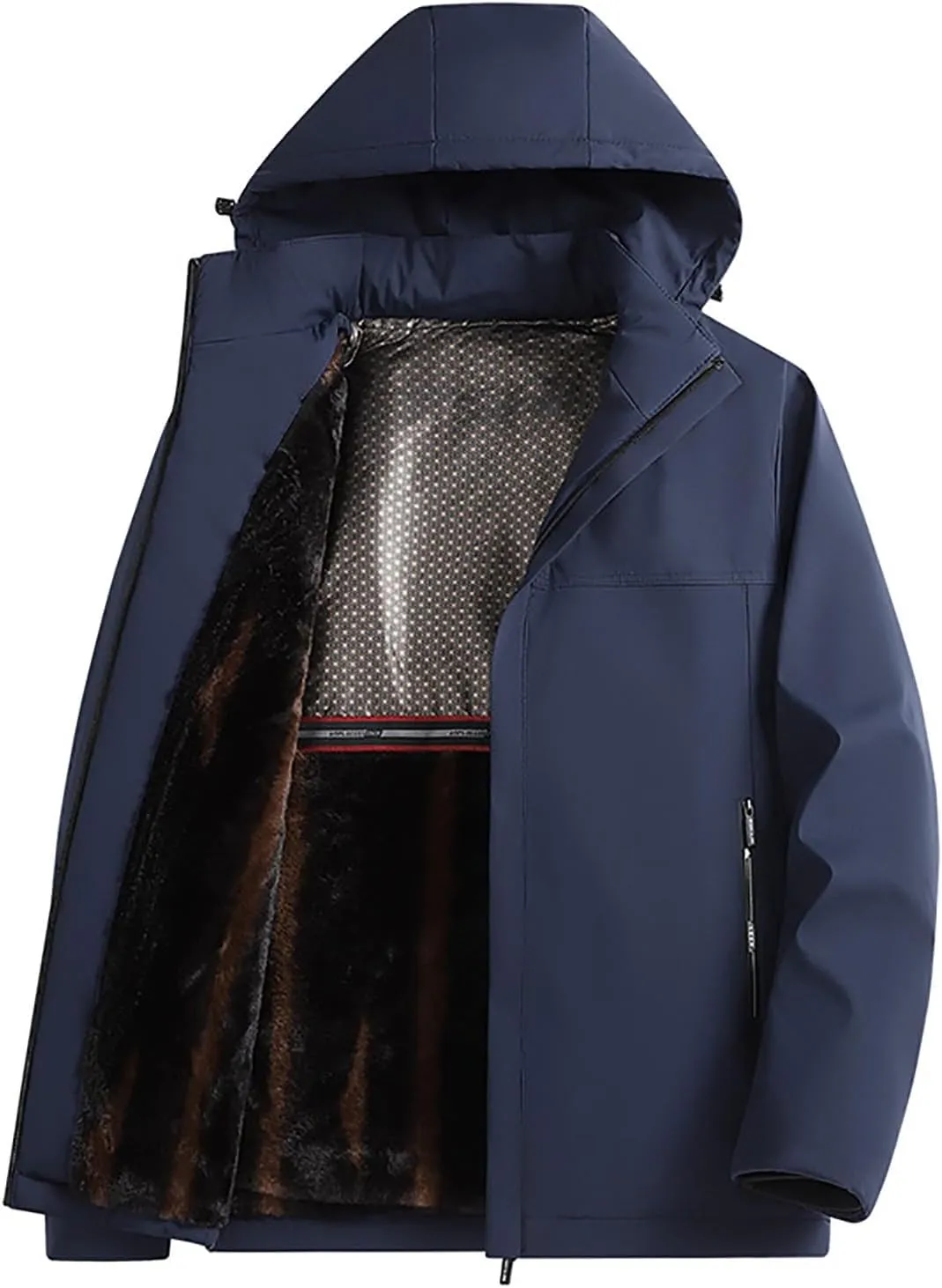 Men's Waterproof Lightweight Jacket Outdoor Hooded Raincoat Softshell Hiking Windbreaker Jackets Winter Warm Coats