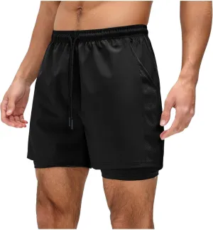 Men's Workout Shorts with Multi Pockets Quick Dry Athletic Running Gym Gear Elastic Waist Drawstring Active Beach Wear