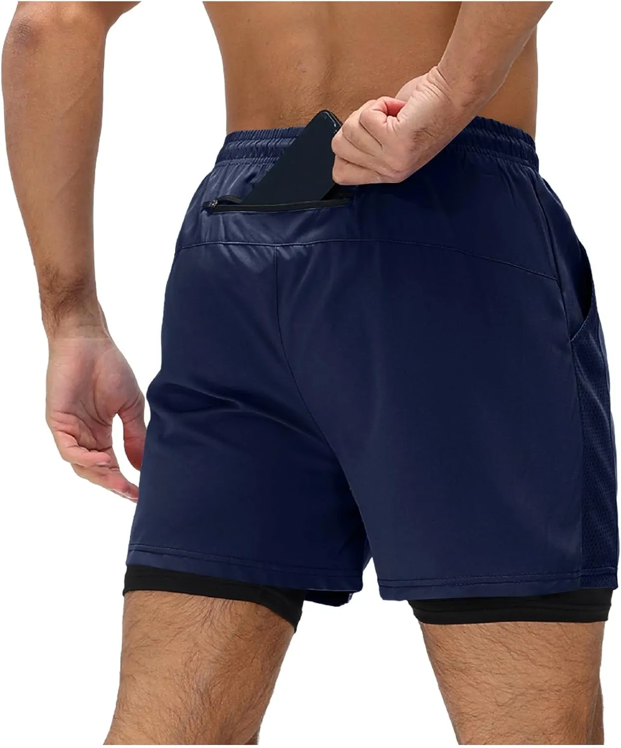 Men's Workout Shorts with Multi Pockets Quick Dry Athletic Running Gym Gear Elastic Waist Drawstring Active Beach Wear