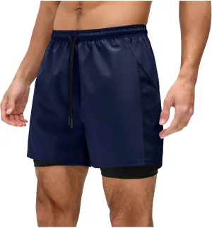 Men's Workout Shorts with Multi Pockets Quick Dry Athletic Running Gym Gear Elastic Waist Drawstring Active Beach Wear