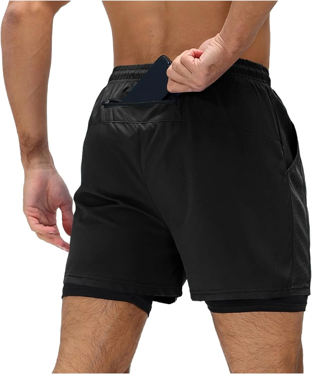 Men's Workout Shorts with Multi Pockets Quick Dry Athletic Running Gym Gear Elastic Waist Drawstring Active Beach Wear