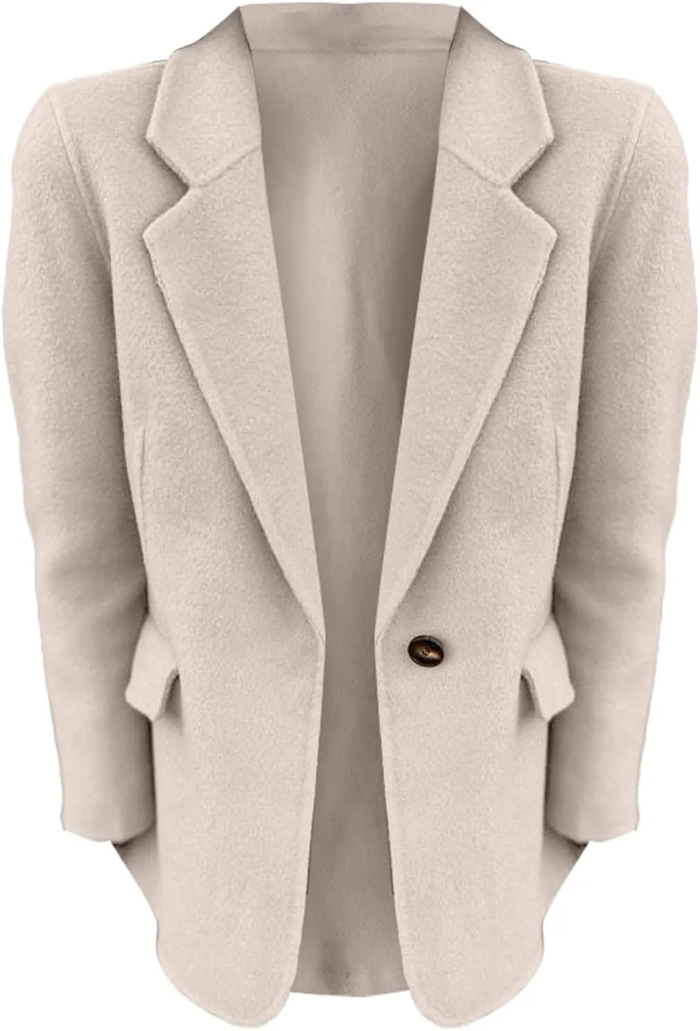 Miyaomn Women's Winter Wool Blend Trench Coats Notch Lapel One Button Pea Coat Oversized Warm Overcoat Jackets Long Outerwear