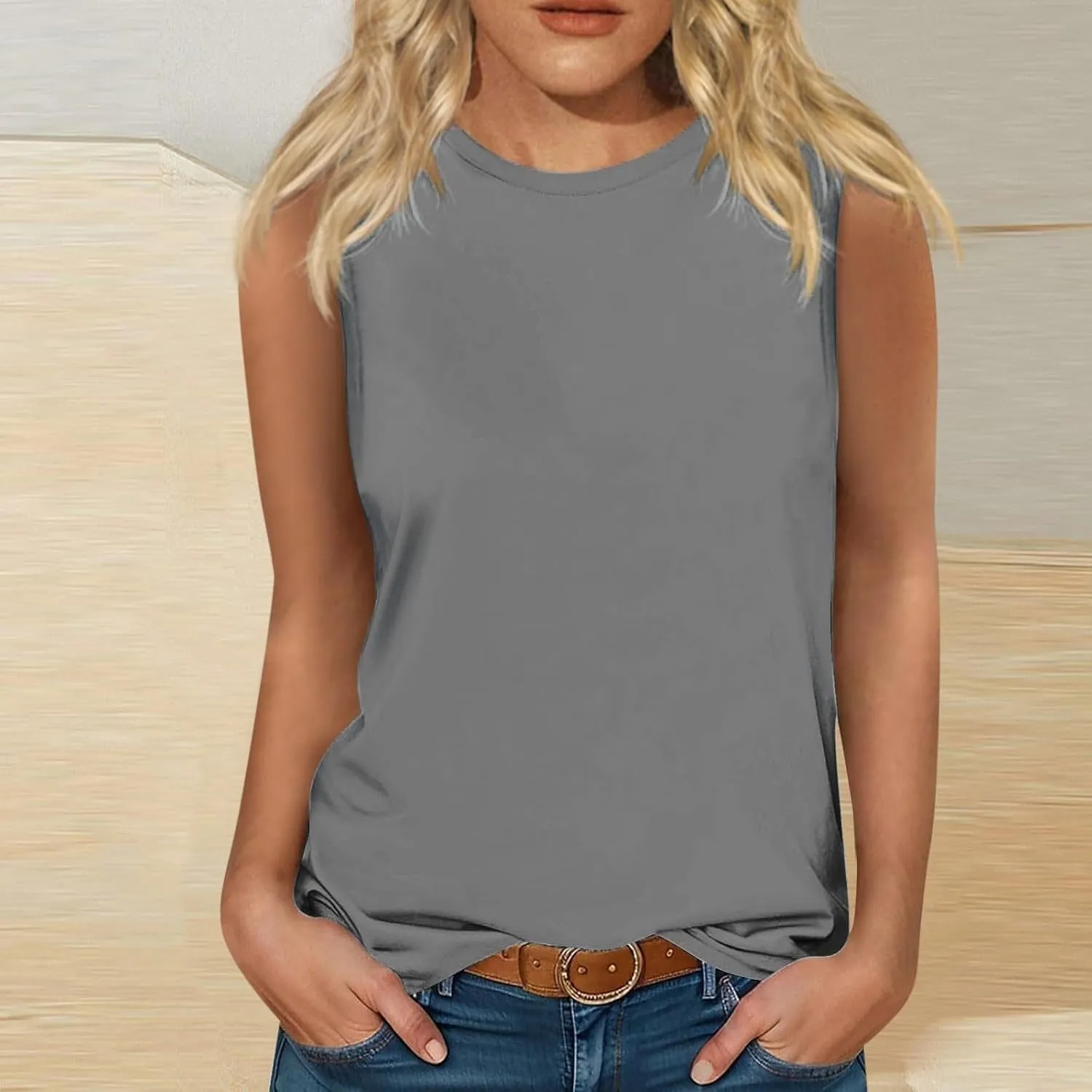 Mock Turtleneck for Women Sleeveless Slim Fit Casual Stretch Vest Tops Solid Summer Basic Undershirts Sleeveless