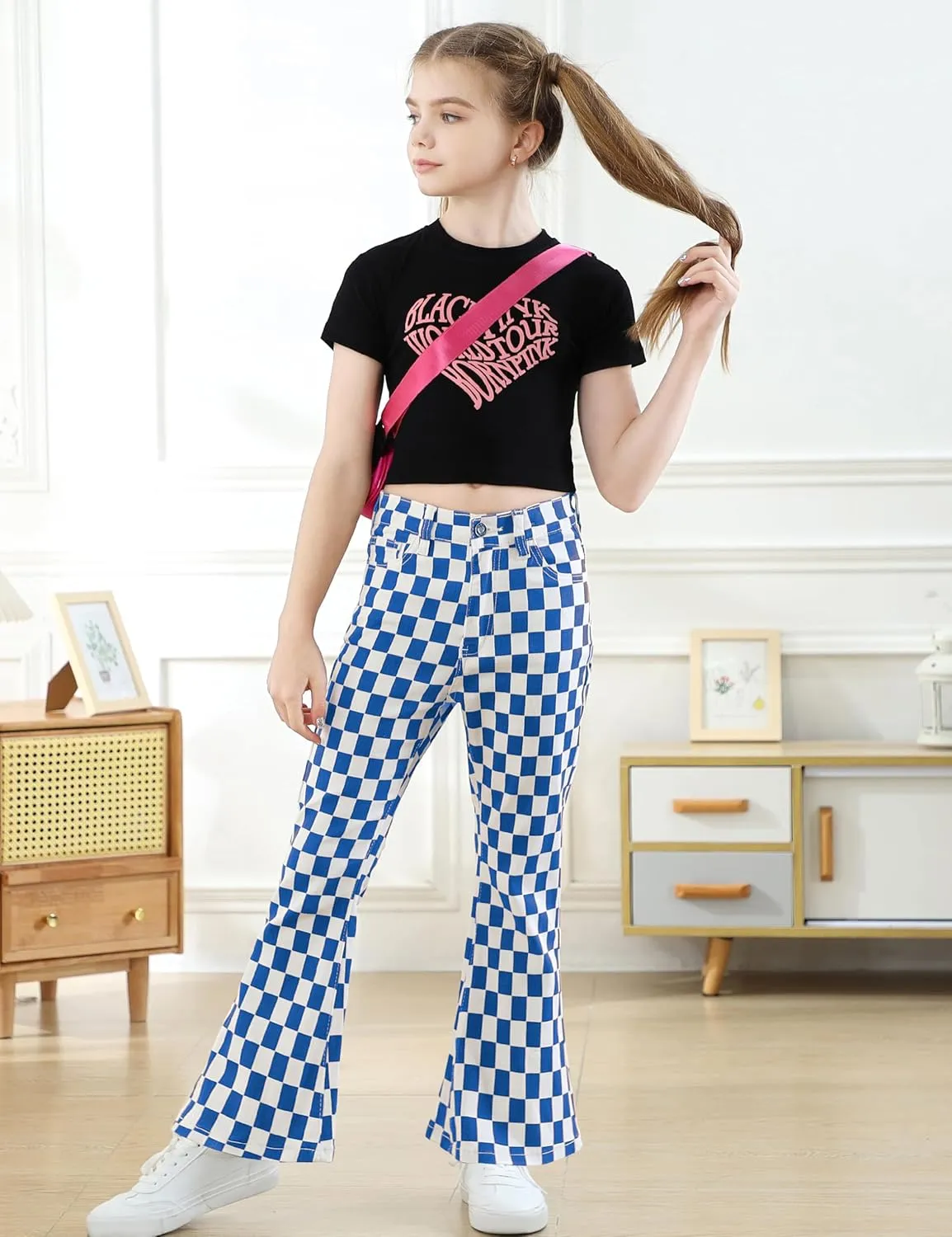 OeyFnbmO Birthday Gifts for Girls Flare Pants High Waisted Bootcut Stretch 70s Bell Bottom Jeans