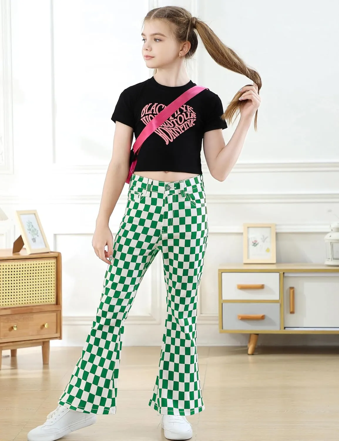 OeyFnbmO Birthday Gifts for Girls Flare Pants High Waisted Bootcut Stretch 70s Bell Bottom Jeans