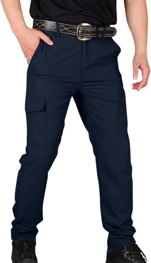OIOLOYJM Cargo Pants for Men Relaxed Fit Work Waterproof Hiking Pants Stretch Tactical Pants Lightweight Outdoor Travel Pants