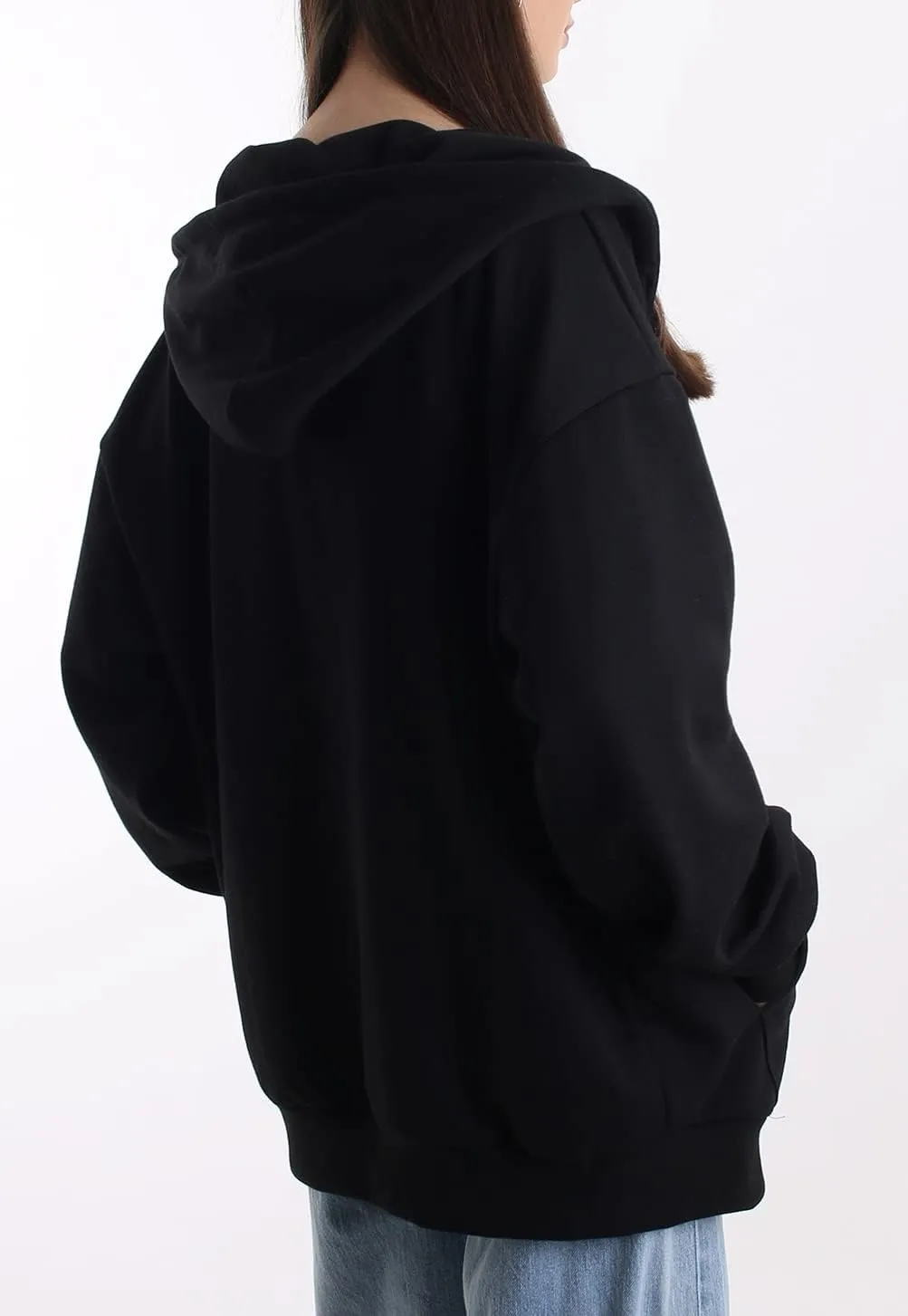 Oversized Women's Casual Full-Zip Hoodie Lightweight Long Sleeve Sweatshirt Casual Jacket with Pocket