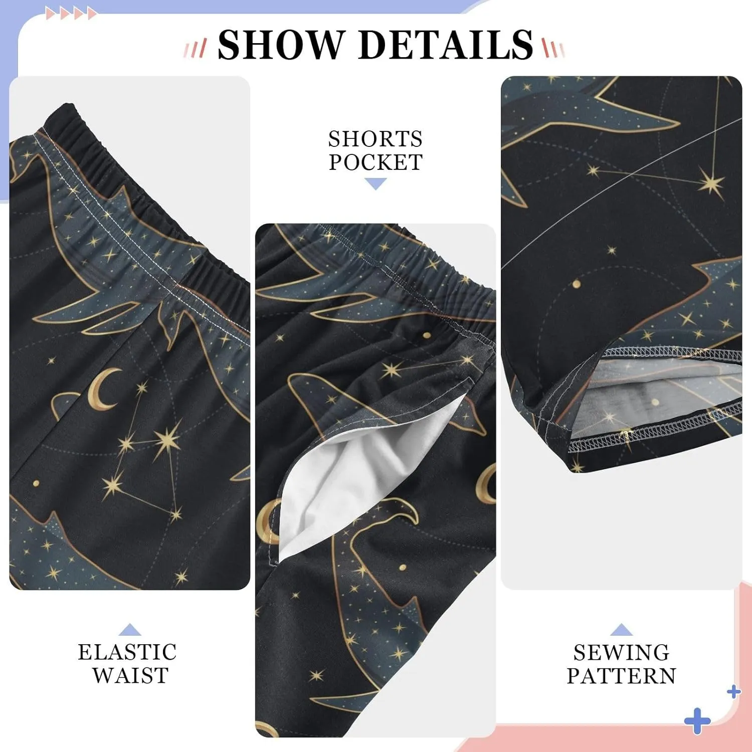 Pigsaly Boys' Pants Bohemian Whale Long Bottoms Yellow Moon Stars Jogger Pants Elastic Waist Trousers With Pockets S