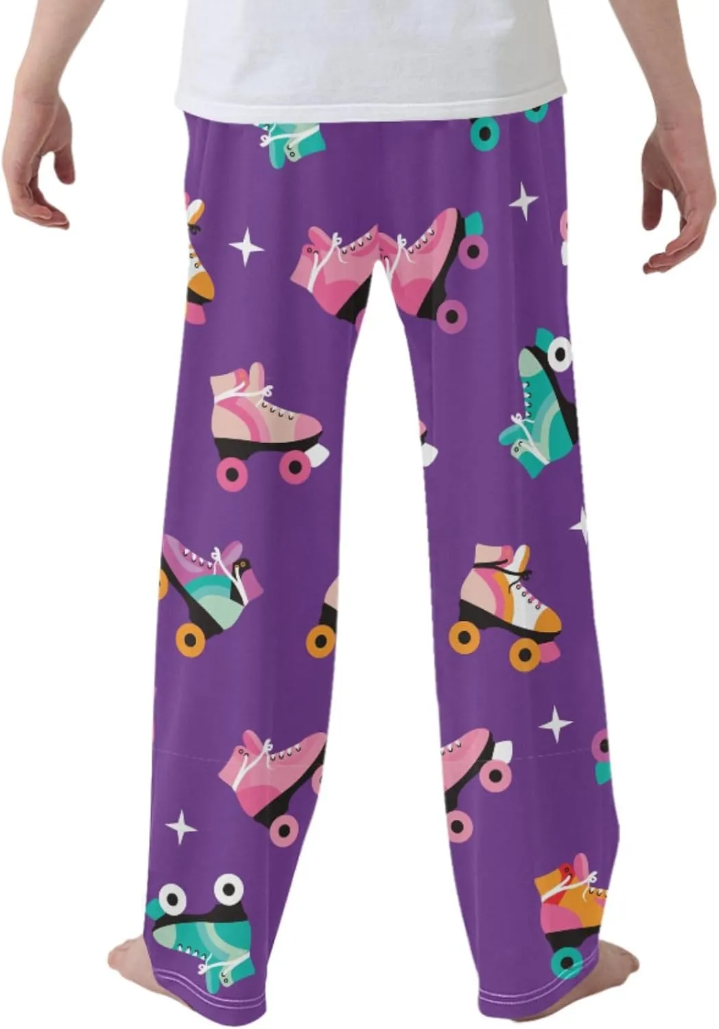 Pigsaly Boys' Pants Cute Roller Skates Long Bottoms Colorful Disco Star Jogger Pants Elastic Waist Trousers With S