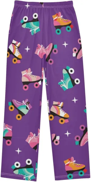 Pigsaly Boys' Pants Cute Roller Skates Long Bottoms Colorful Disco Star Jogger Pants Elastic Waist Trousers With S