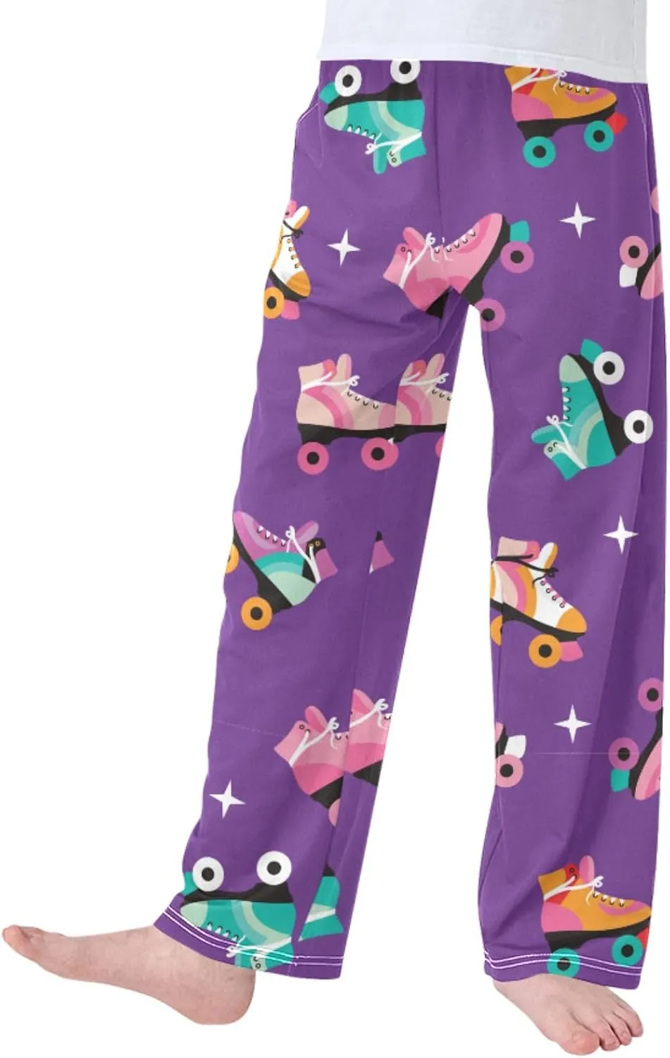 Pigsaly Boys' Pants Cute Roller Skates Long Bottoms Colorful Disco Star Jogger Pants Elastic Waist Trousers With S