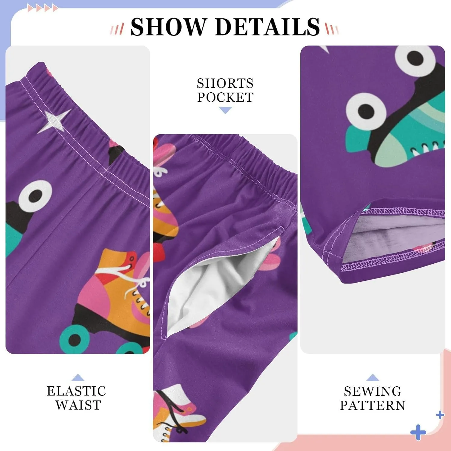 Pigsaly Boys' Pants Cute Roller Skates Long Bottoms Colorful Disco Star Jogger Pants Elastic Waist Trousers With S