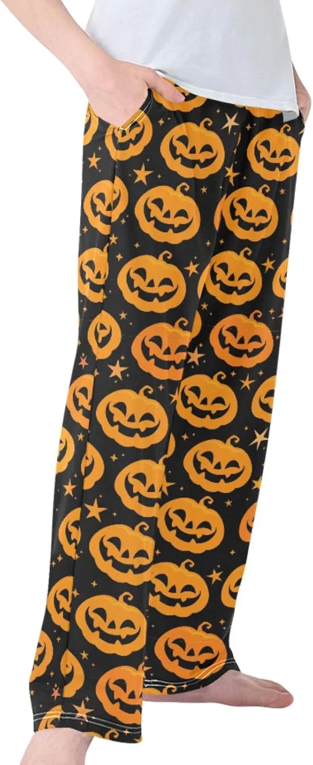 Pigsaly Boys' Pants Halloween Orange Pumpkins Long Bottoms Stars Scary Ghost Jogger Pants Elastic Waist Trousers S
