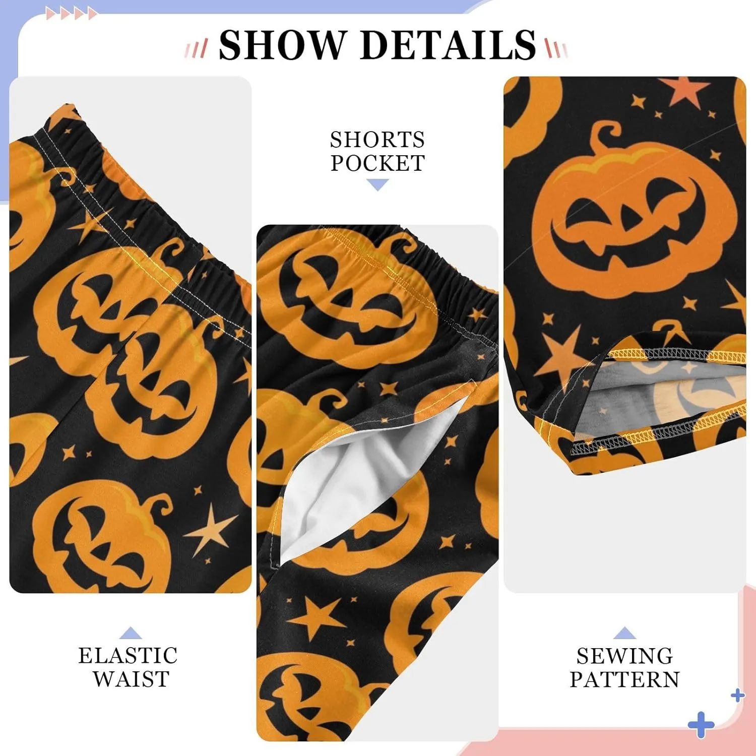 Pigsaly Boys' Pants Halloween Orange Pumpkins Long Bottoms Stars Scary Ghost Jogger Pants Elastic Waist Trousers S