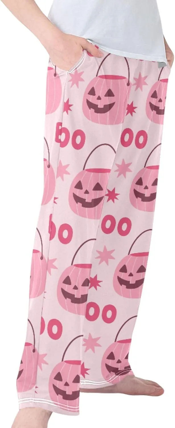 Pigsaly Boys' Pants Pink Boo Halloween Pumpkin Long Bottoms Girly Stars Jogger Pants Elastic Waist Trousers With Pockets S
