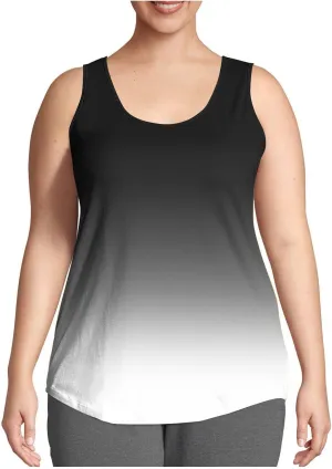 Plus Size Tank Tops for Women Basic Crew Neck Sleeveless Top Loose Lightweight Blouses Gradient Solid Fashion Tee Shirts