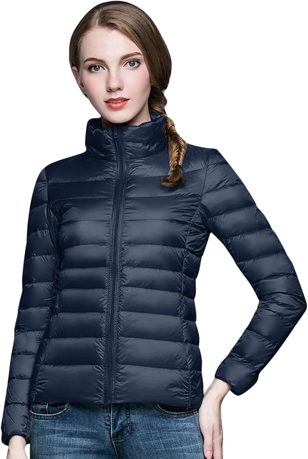Puffer Jackets for Women Winter Warm Packable Down Jacket Ultra Light Slim Fit Hooded Jacket Short Duck Down Coat