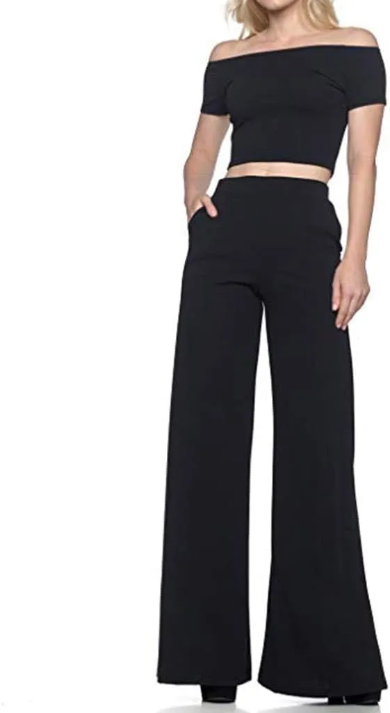 QWENTMTNTY Dress Pants for Women Wide Leg Plus Size Casual Dressy Work Pants Straight Wide Leg Elastic High Waisted Trousers