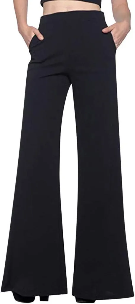 QWENTMTNTY Dress Pants for Women Wide Leg Plus Size Casual Dressy Work Pants Straight Wide Leg Elastic High Waisted Trousers