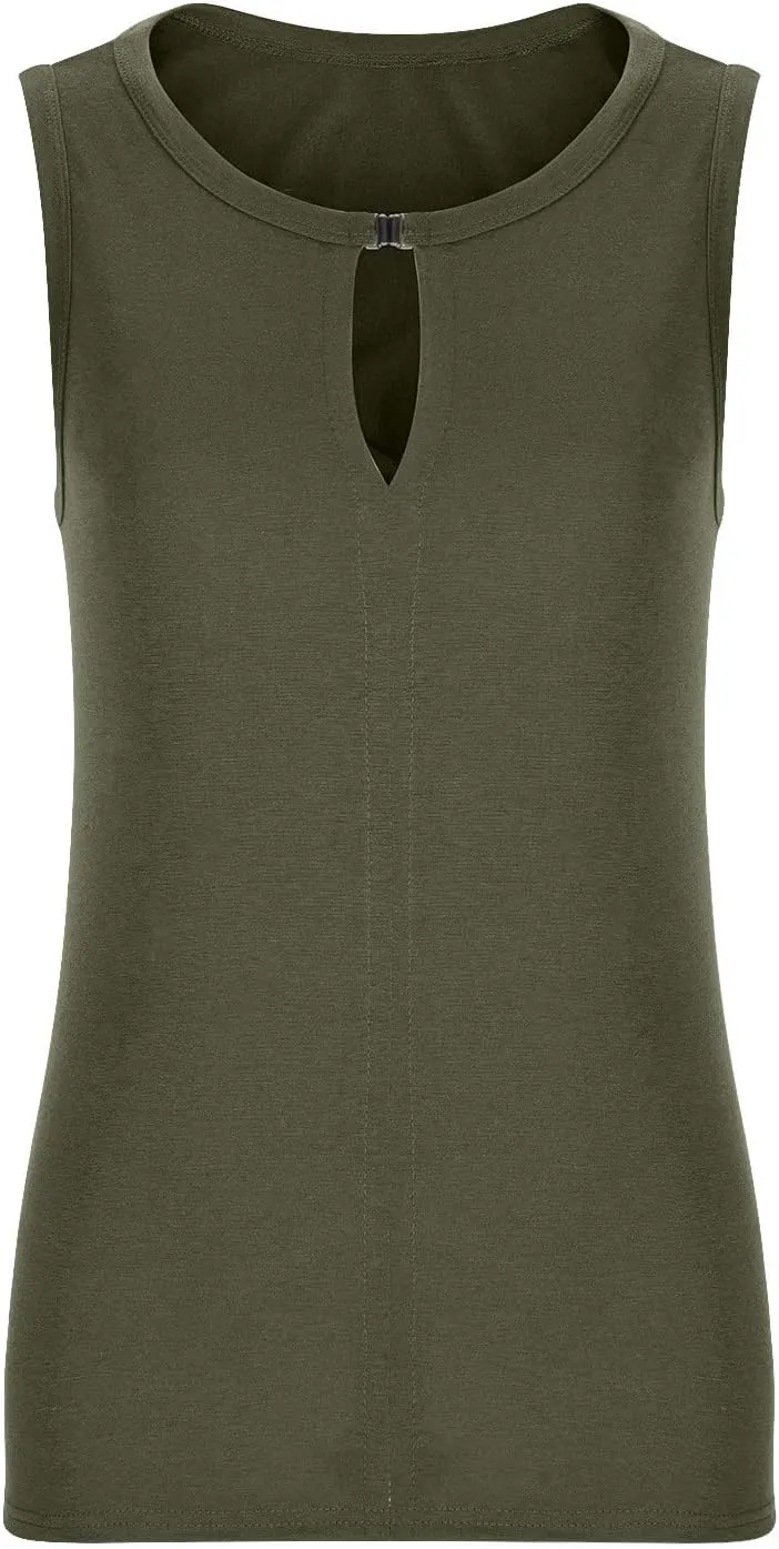 Racerback Tank Tops for Women Keyhole V Neck Sleeveless Halter Tanks Loose Fit Business Basic Shirt Blouse