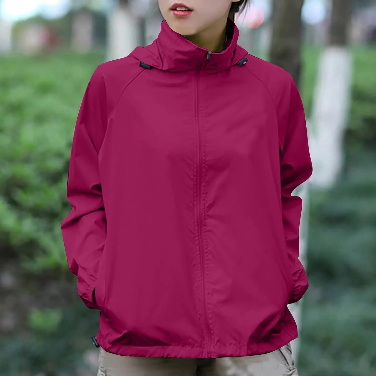 Rain Jacket Women Lightweight Hooded Raincoat Waterproof Windbreaker Jackets Packable Rain Coats with Pockets