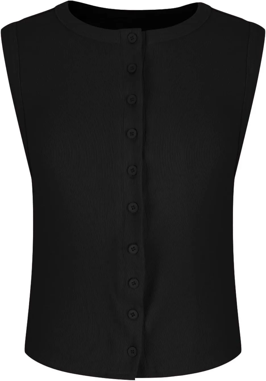 Ribbed Kint Tank Tops for Women Summer Button Front Sleeveless Cropped Shirts Casual Sexy Slim Fit Going Out Blouse