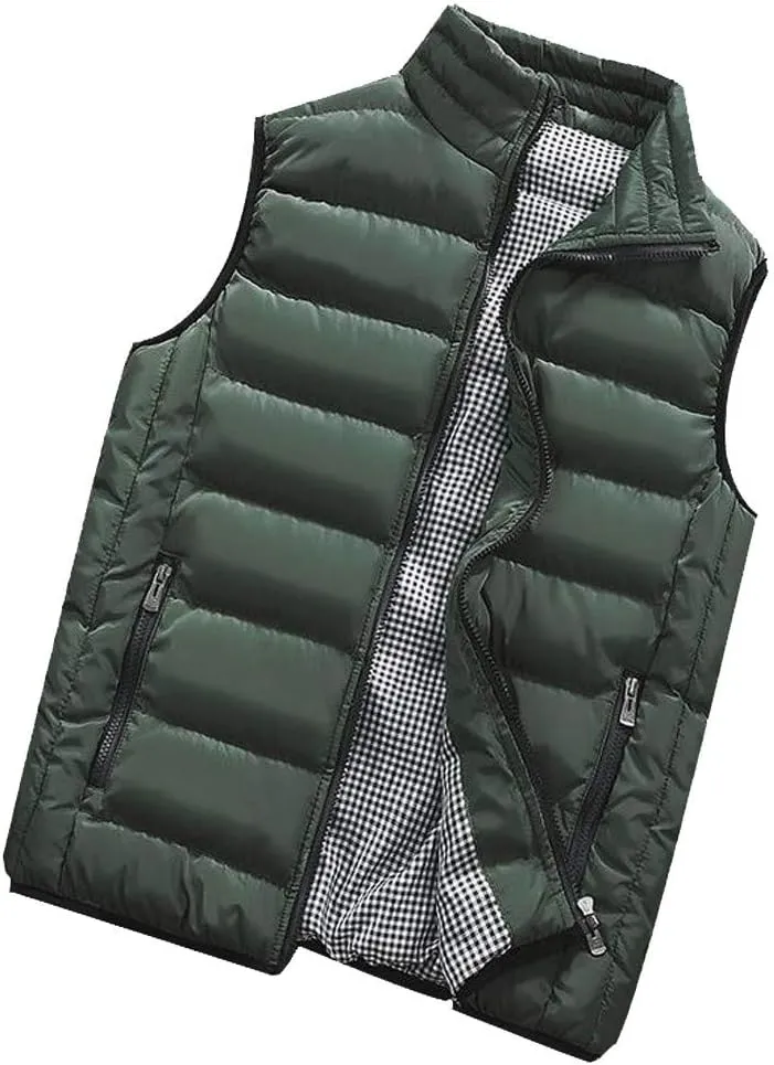 RTRDE Men's Puffer Vest Sleeveless Jacket Bubble Zipper Winter Outdoor Warm Water-Resistant Coat Vests Outerwear, S-5XL