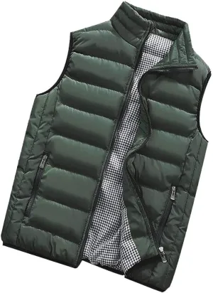 RTRDE Men's Puffer Vest Sleeveless Jacket Bubble Zipper Winter Outdoor Warm Water-Resistant Coat Vests Outerwear, S-5XL