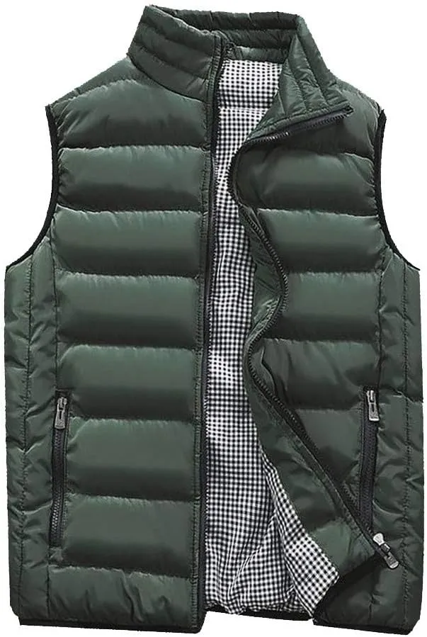 RTRDE Men's Puffer Vest Sleeveless Jacket Bubble Zipper Winter Outdoor Warm Water-Resistant Coat Vests Outerwear, S-5XL