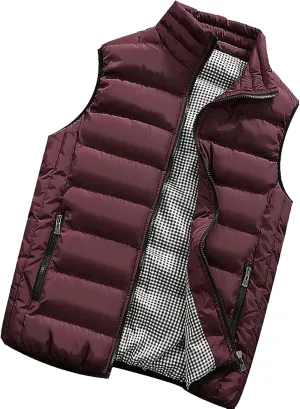 RTRDE Men's Winter Vest Outdoor Casual Stand Collar Padded Vest Coats Puffer Packable, M-5XL