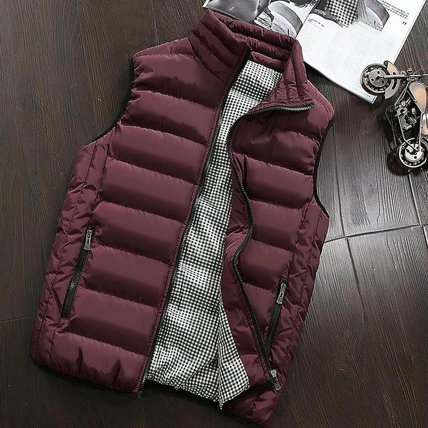 RTRDE Men's Winter Vest Outdoor Casual Stand Collar Padded Vest Coats Puffer Packable, M-5XL